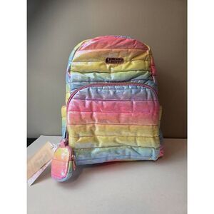 Jessica Simpson 2 pc Backpack Set Rainbow Puffer